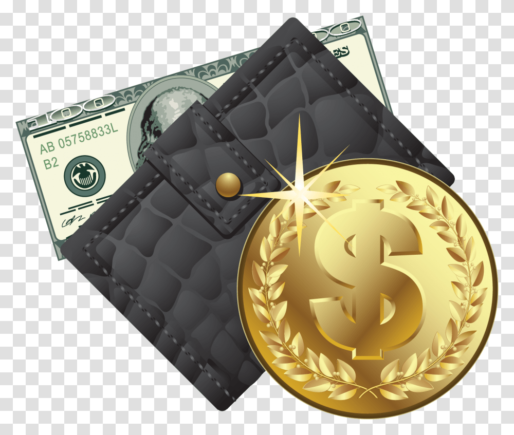 Purse With Money Image, Gold, Coin Transparent Png