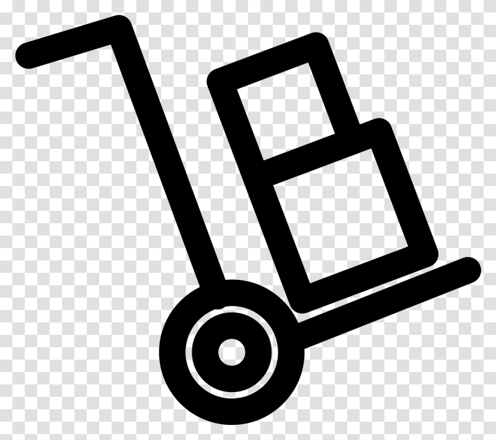 Push Cart With Boxes Boxes On Trolley Symbol, Shovel, Tool, Vehicle, Transportation Transparent Png