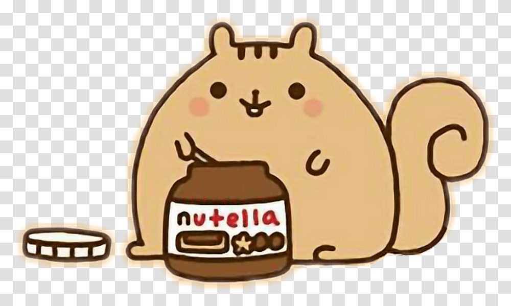 Pusheen Eating Nutella Clipart Nutella Squirrel, Label, Food, Birthday Cake Transparent Png
