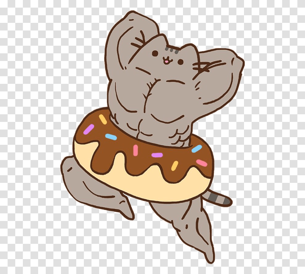Pusheen Muscle Donut Cute Kawaii Im Not Sorry If Your, Food, Sweets, Dessert, Cream Transparent Png