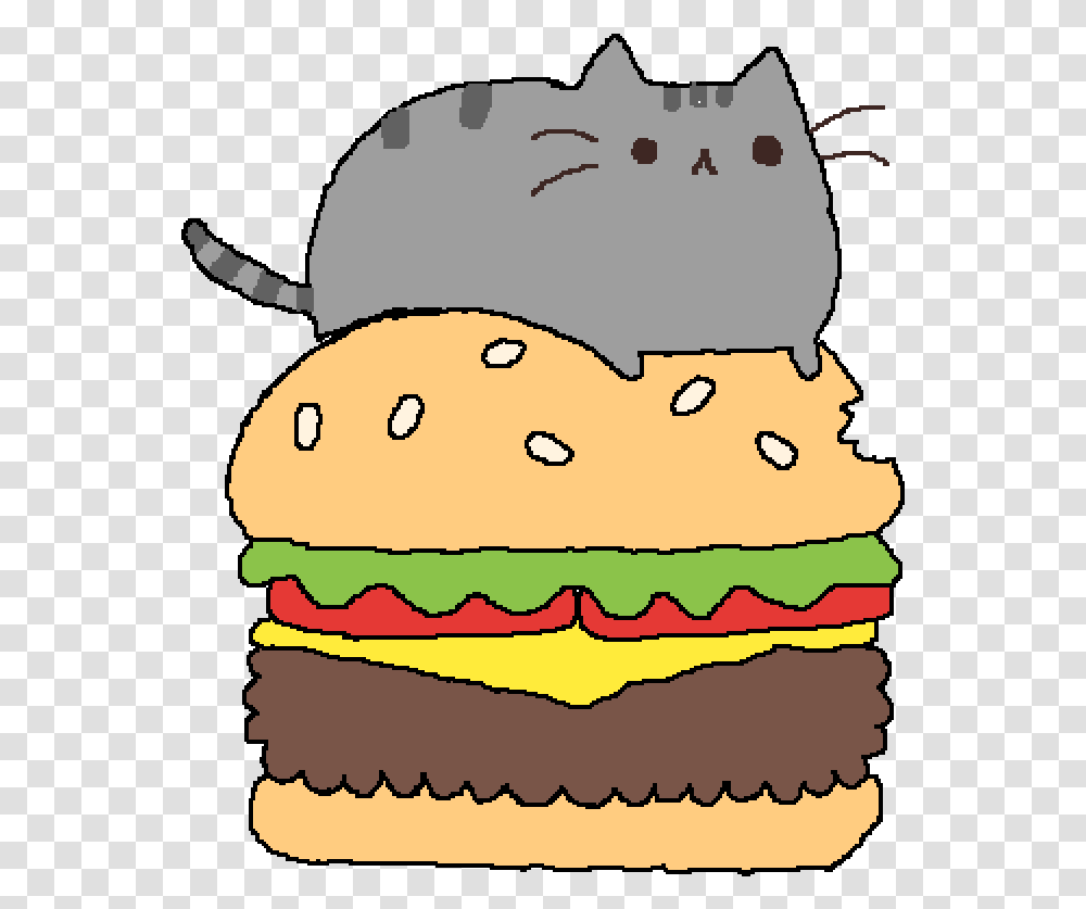 Pusheen On Burger, Food, Birthday Cake, Dessert, Bun Transparent Png