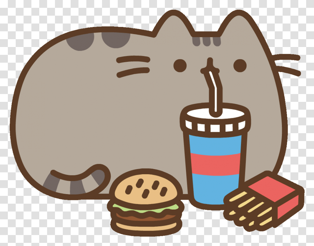 Pusheen Pusheen Cat With Food, Burger, Weapon, Weaponry, Leisure Activities Transparent Png
