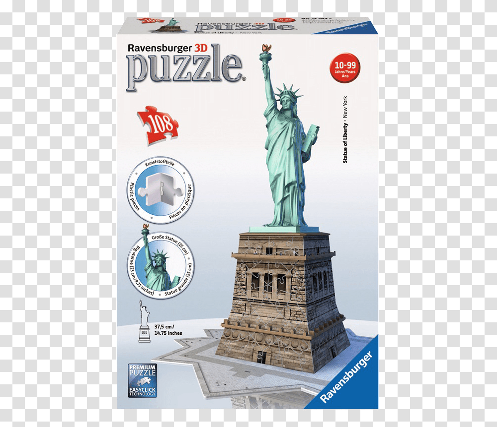 Puzzle 3d New York, Statue, Sculpture, Monument Transparent Png