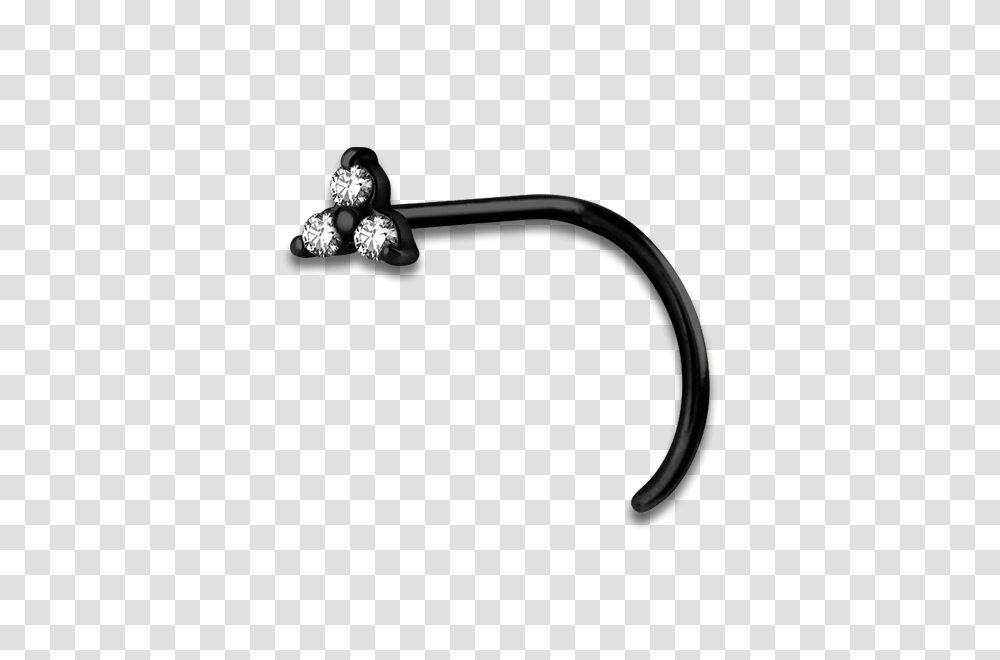 Pvd Black Steel Trinity Nose Stud, Indoors, Sink Faucet Transparent Png