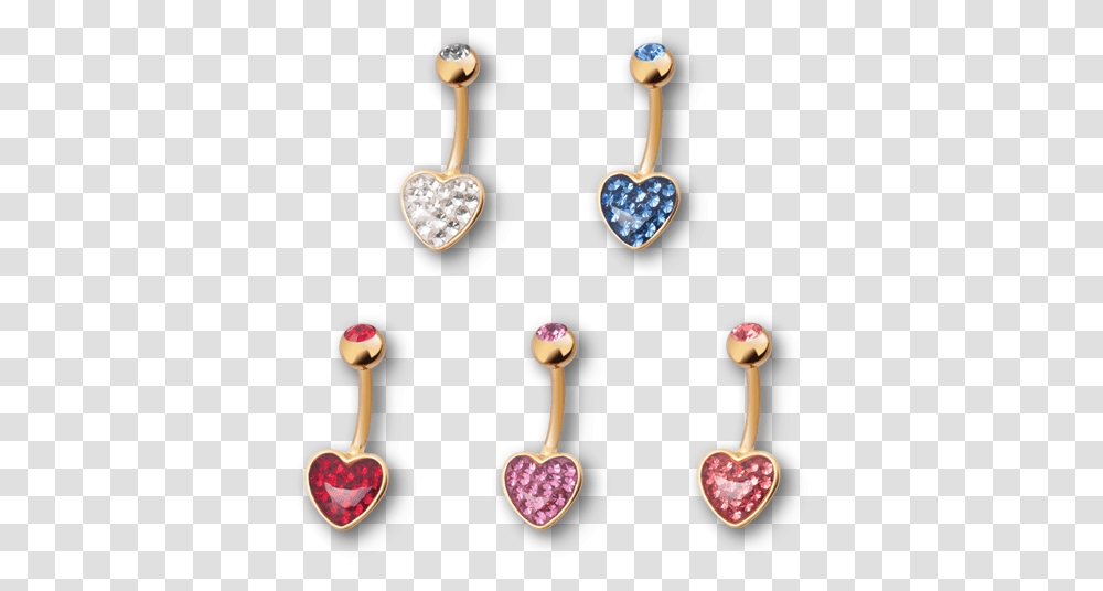 Pvd Gold Steel Crystal Heart Banana Earrings, Accessories, Accessory, Jewelry, Gemstone Transparent Png