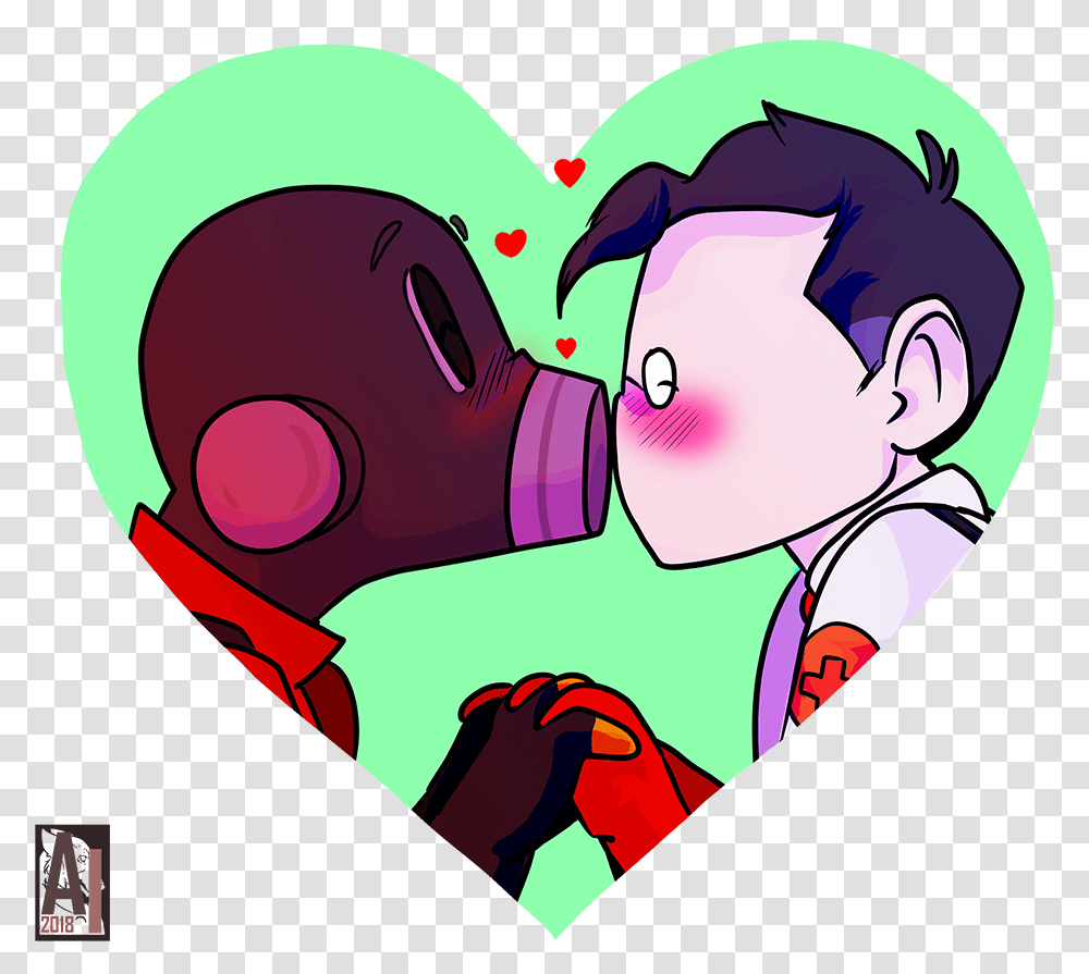 Pyro And Medic Valentine's Day, Make Out, Purple Transparent Png