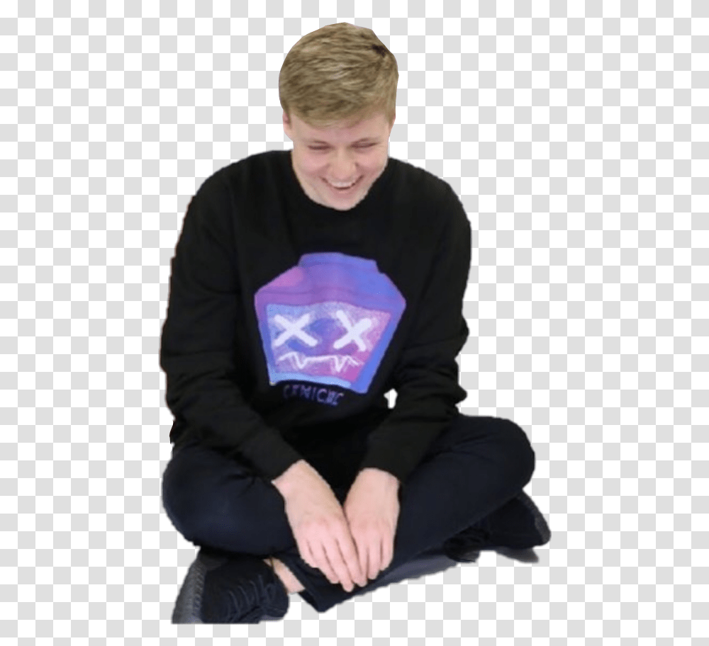 Pyro Happy Icon Youtuber Sticker Sitting, Clothing, Person, Sleeve, Long Sleeve Transparent Png