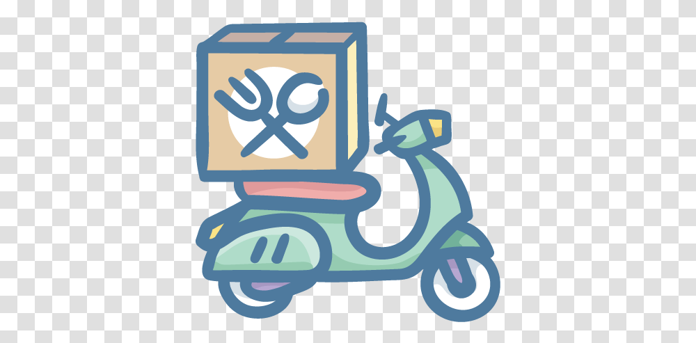 Pythian Market Online Ordering Food Delivery Doodle Vector, Vehicle, Transportation, Scooter, Poster Transparent Png