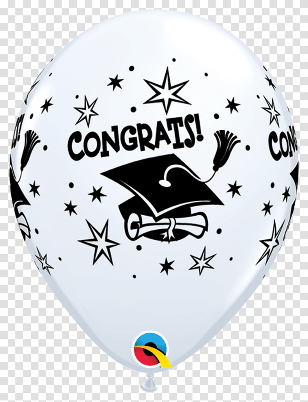 Q Graduation Congrats Cap White Print Graduatin Latex Baloon, Ball, Sphere, Balloon Transparent Png