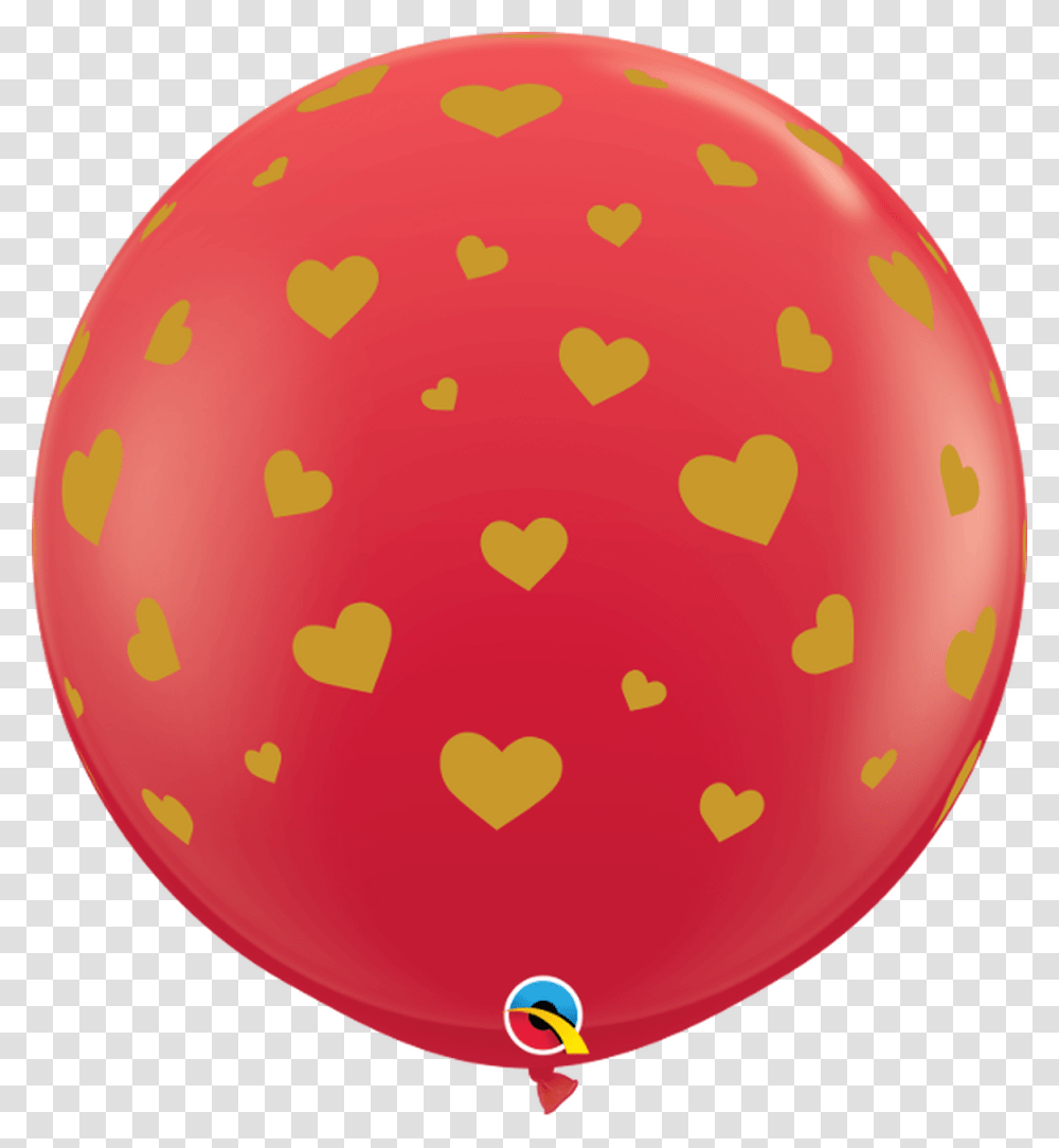 Q Random Hearts A Round Red With Gold Red Round Balloon Transparent Png