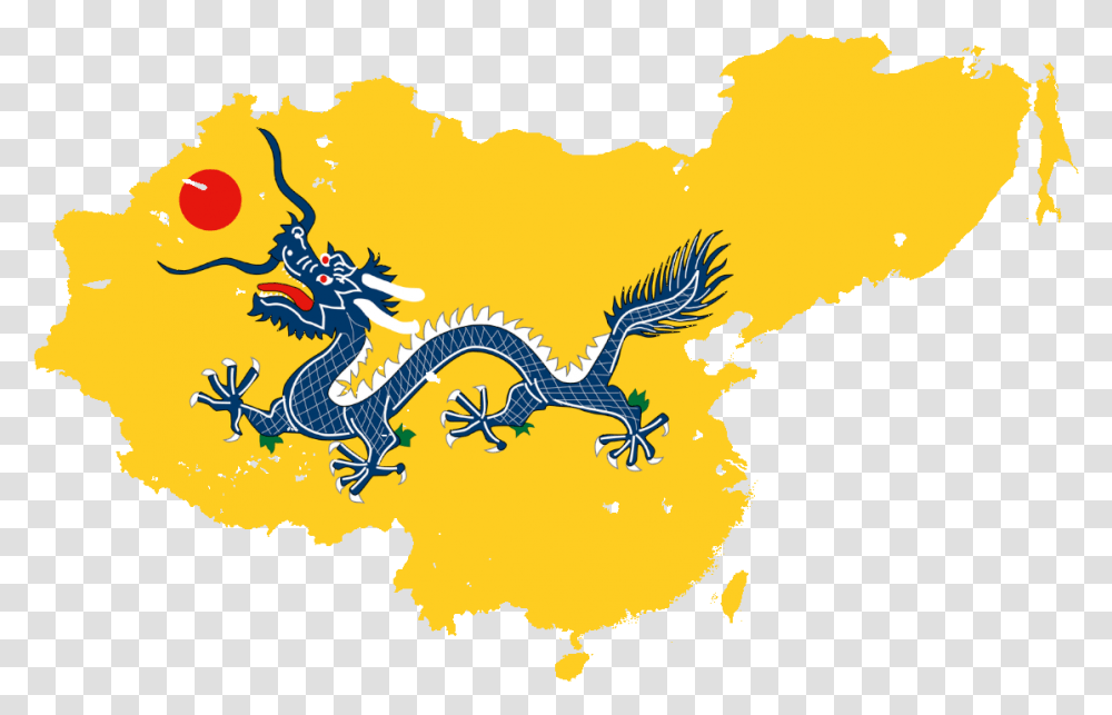 Qing Empire At Its Height Flag Map Chinese Empire Flag, Pattern, Dragon Transparent Png