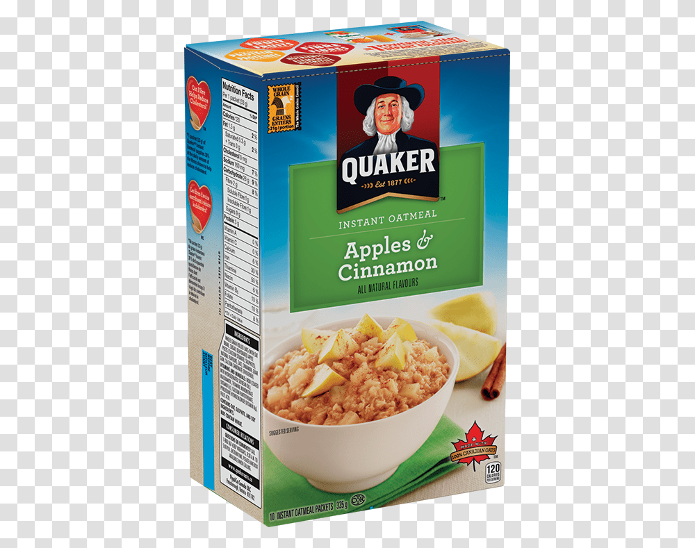 Quaker Apples Amp Cinnamon Instant Oatmeal Quaker Oats Brown Sugar Oatmeal, Person, Plant, Breakfast, Food Transparent Png