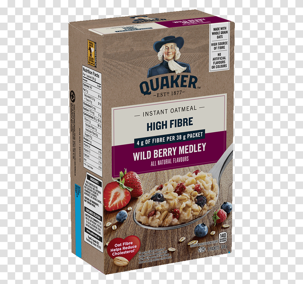 Quaker High Fibre Wild Berry Medley Instant Oatmeal Muesli, Hat, Apparel, Breakfast Transparent Png
