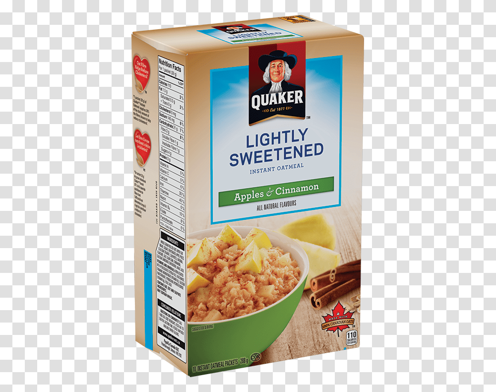 Quaker Lightly Sweetened Apples Amp Cinnamon Instant Quaker Oats High Protein Oatmeal, Poster, Advertisement, Breakfast, Food Transparent Png