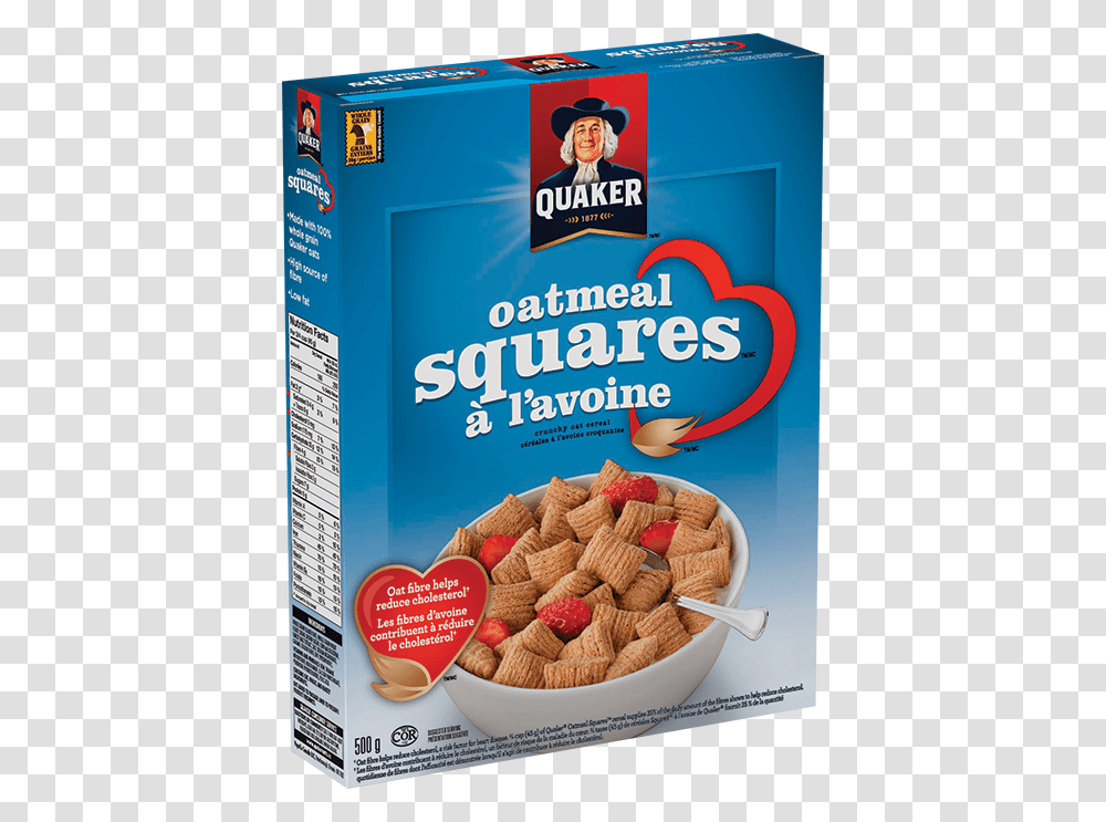 Quaker Oatmeal Squares Cereal Cereale Avoine, Snack, Food, Person, Human Transparent Png