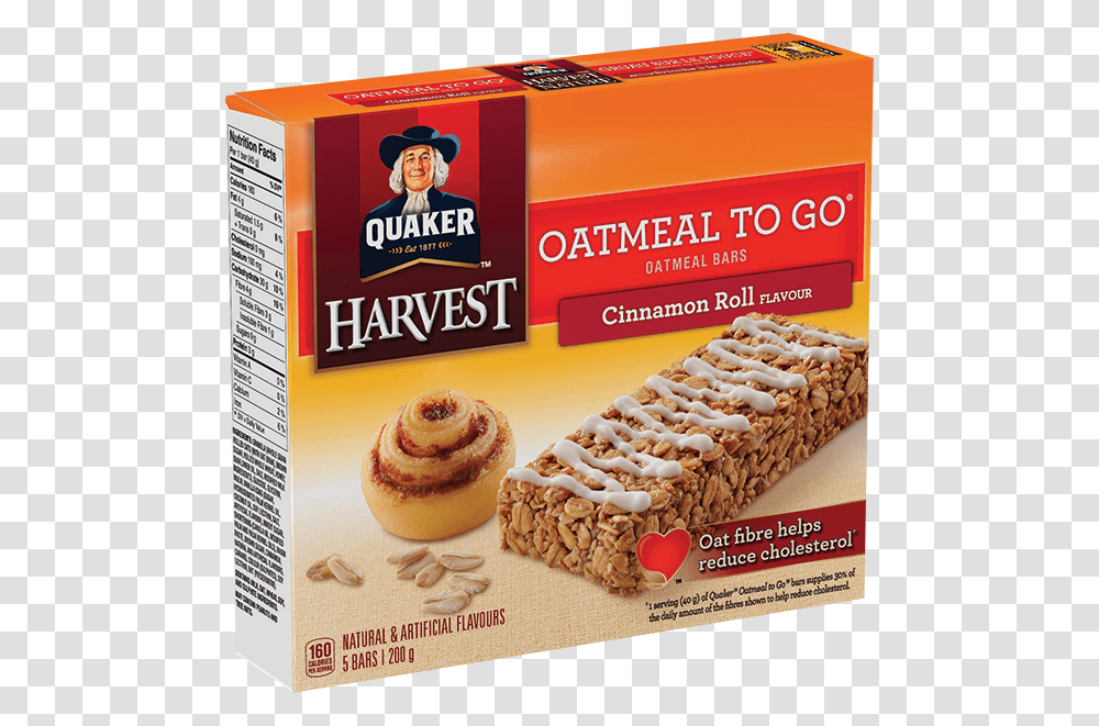 Quaker Oatmeal To Go Cinnamon Roll Oatmeal Bars Cinnamon Bun Granola Bars, Sweets, Food, Bread, Bakery Transparent Png