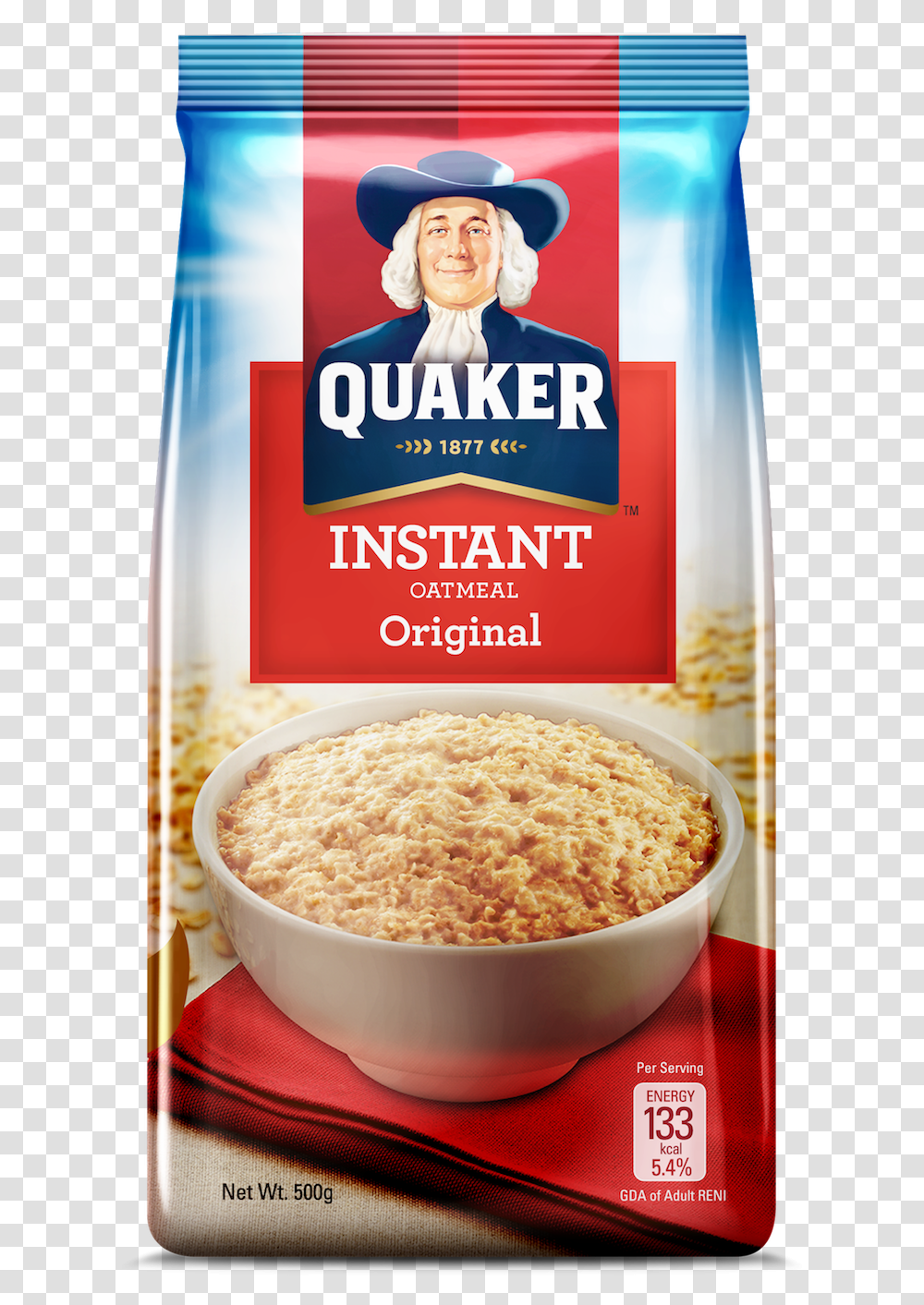 Quaker Oats Quaker Oats Milk Flavor, Oatmeal, Breakfast, Food, Hat Transparent Png