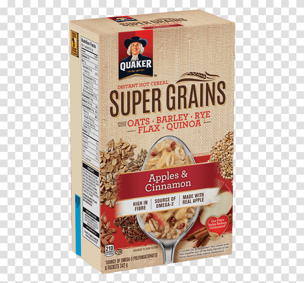 Quaker Super Grains Apples Amp Cinnamon Instant Hot Quaker Oatmeal Coconut And Honey, Plant, Food, Vegetable, Person Transparent Png