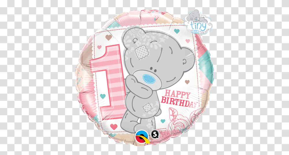 Qualatex 18 Inch Tiny Tatty Teddy 1st Birthday Girl Suprafoil Golf Ball Balloon, Diaper, Cake, Dessert, Food Transparent Png