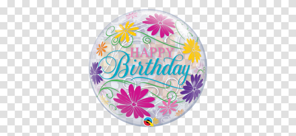 Qualatex Bubble 22 Birthday Flowers & Filigree With Helium Happy Birthday Flowers, Sphere, Birthday Cake, Dessert, Food Transparent Png