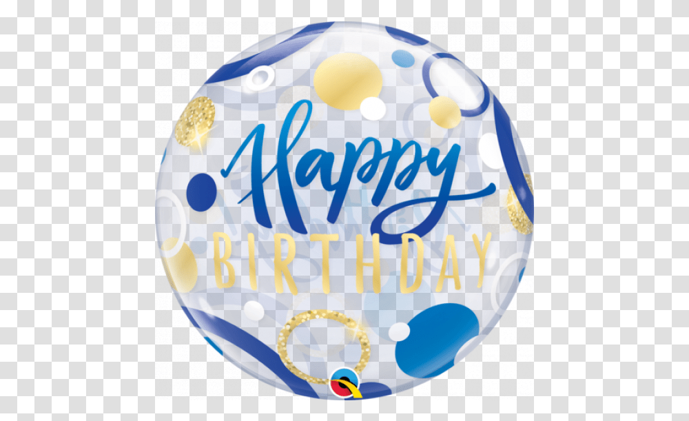 Qualatex Bubble 56cm 22 Birthday Blue And Gold Dots Qualatex Bubble Balloons, Sphere, Birthday Cake, Dessert, Food Transparent Png