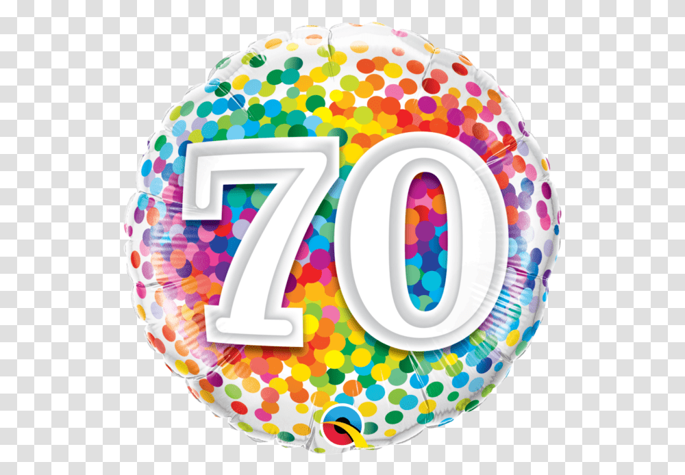 Qualatex Rainbow Confetti Age 7070th Birthday 18 Inch Foil Balloon Ballon Anniversaire 40 Ans, Number, Symbol, Text, Sweets Transparent Png