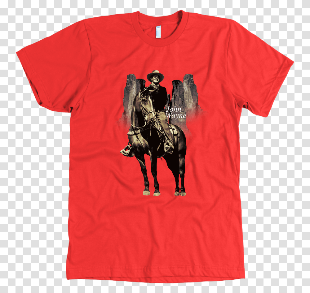 Quality John Wayne T Shirt Made In Usa John Wayne On Horse, Apparel, Mammal, Animal Transparent Png