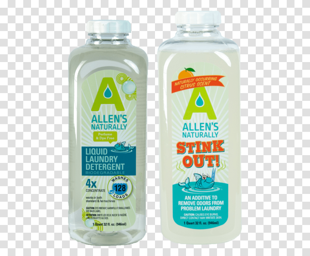 Quart Bundle Of Stink Out Amp Liquid Laundry Detergent Allens Naturally, Bottle, Cosmetics, Sunscreen Transparent Png