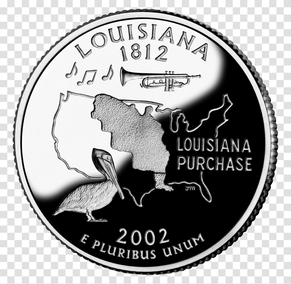 Quarter Clipart Louisiana State Quarter, Nickel, Coin, Money, Bird Transparent Png