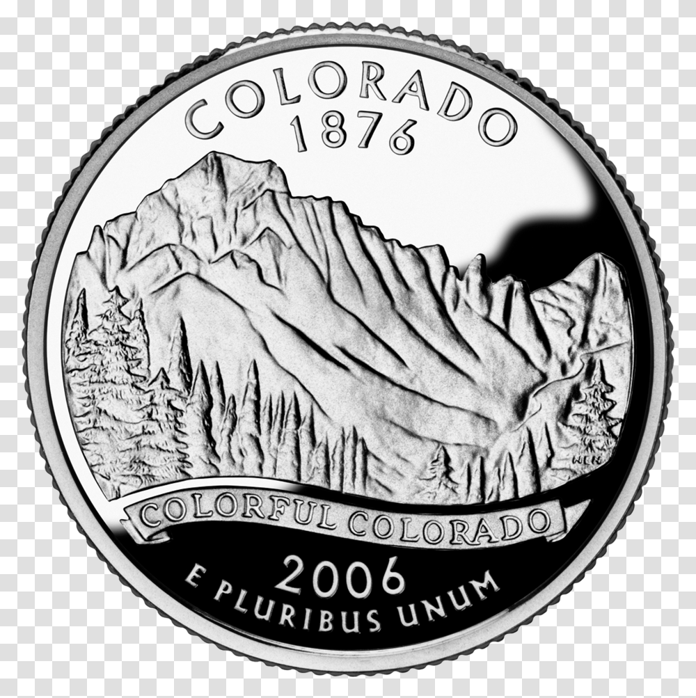 Quarter Colorado State Quarter, Nickel, Coin, Money, Dime Transparent Png