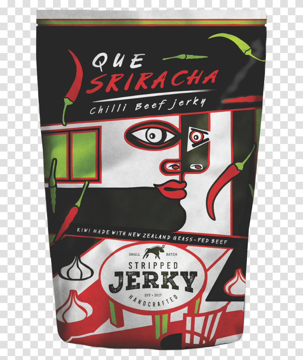 Que Sriracha Stripped Jerky Coffee, Poster, Advertisement, Text, Flyer Transparent Png