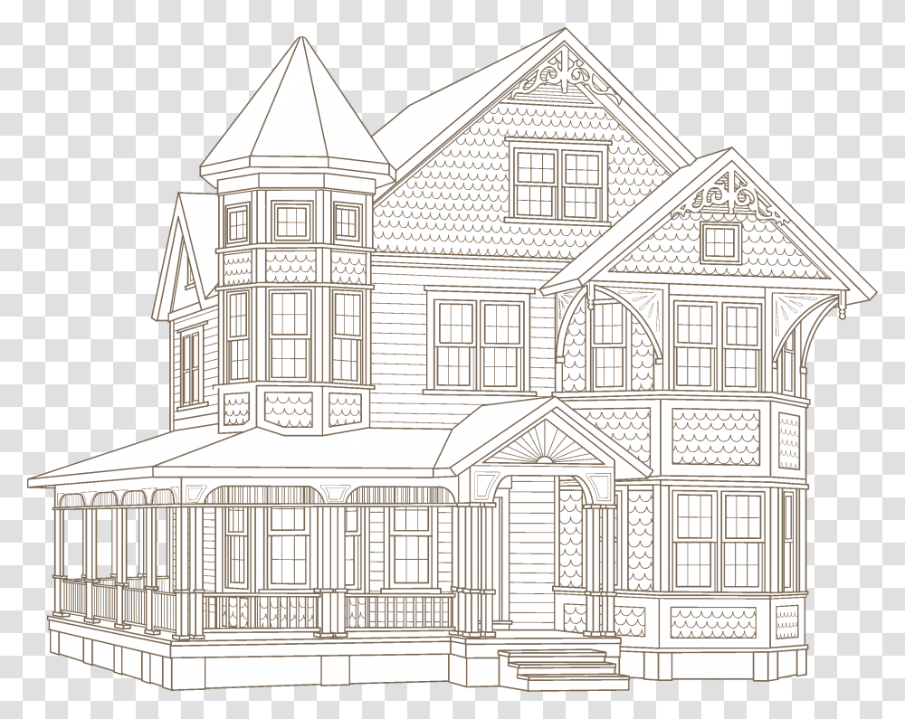 Queen Anne House Art, Housing, Building, Mansion, Drawing Transparent Png