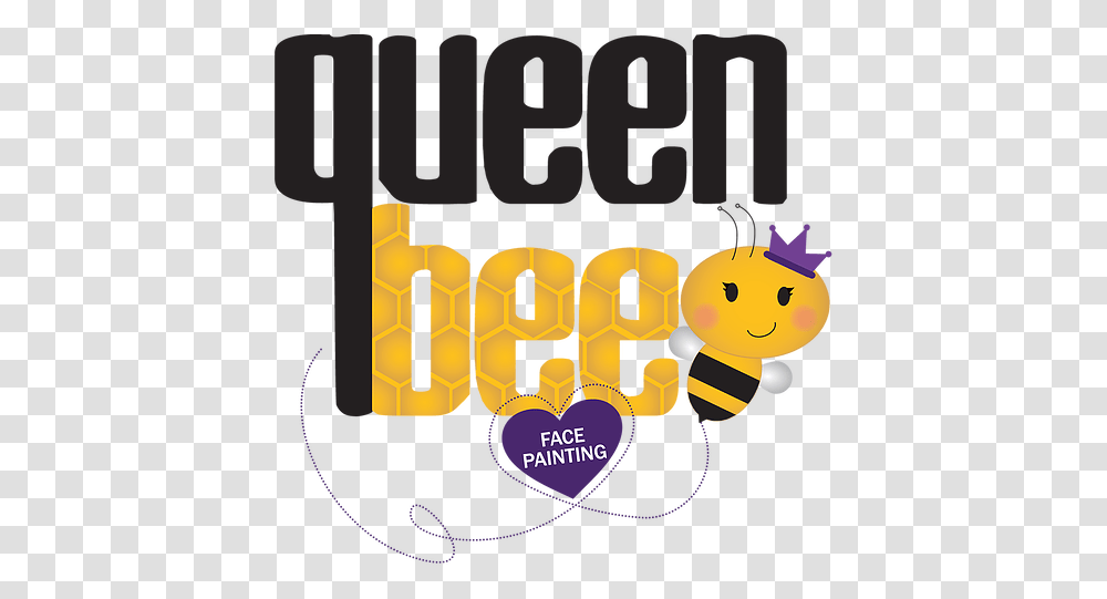 Queen Bee Face Painting Graphic Design, Text, Label, Alphabet, Number Transparent Png