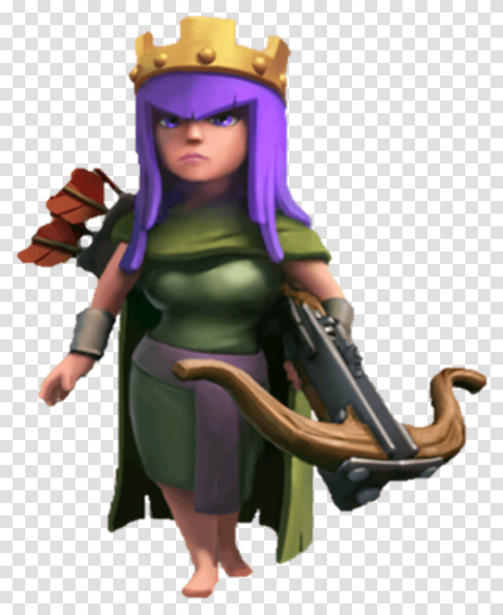 Queen Character Fictional Archer Icon Clash Of Clans Archer King, Figurine, Person, Human, Toy Transparent Png