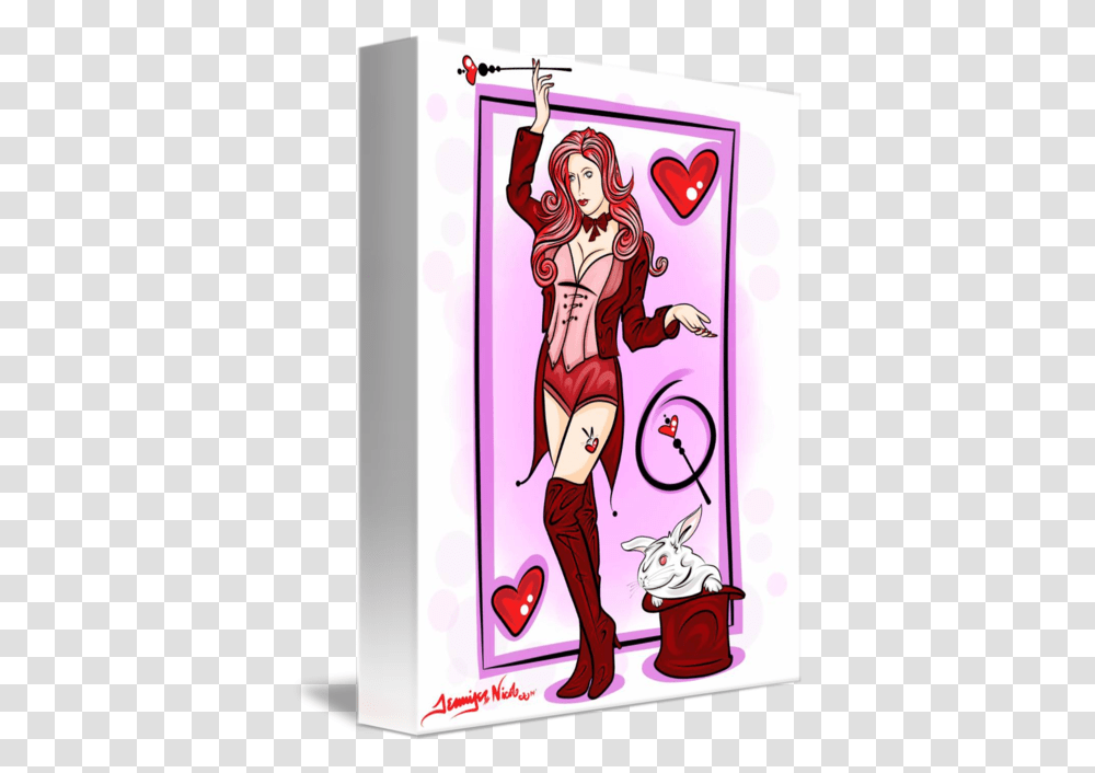 Queen Of Hearts Card Darker Background By Jennifer Nicole Fictional Character, Person, Poster, Book, Leisure Activities Transparent Png