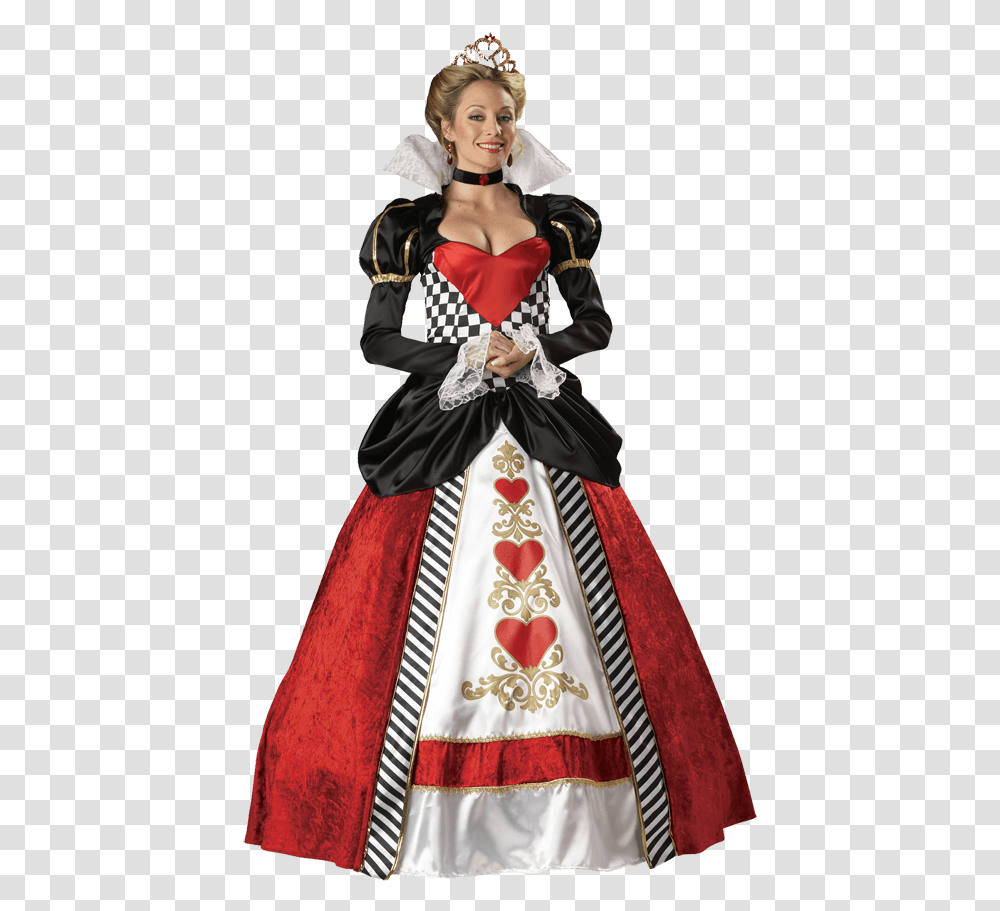 Queen Of Hearts Women's Costume Alice And Wonderland Queen Of Hearts Costume, Person, Female, Toy Transparent Png