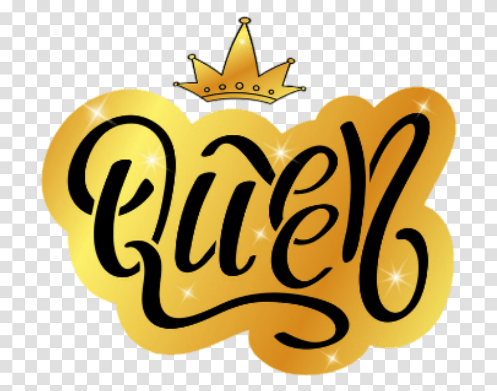 Queen Royalty Gold Crown Sticker Reina Queen Dibujos De Coronas, Text, Calligraphy, Handwriting, Label Transparent Png