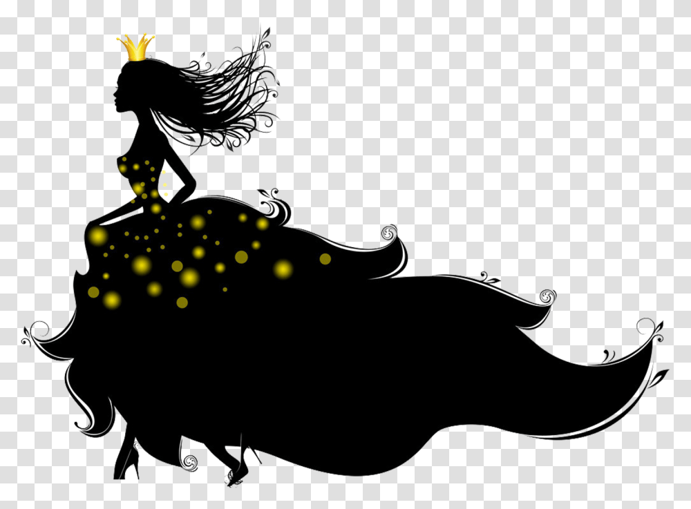 Queen Silhouette, Bow, Floral Design Transparent Png