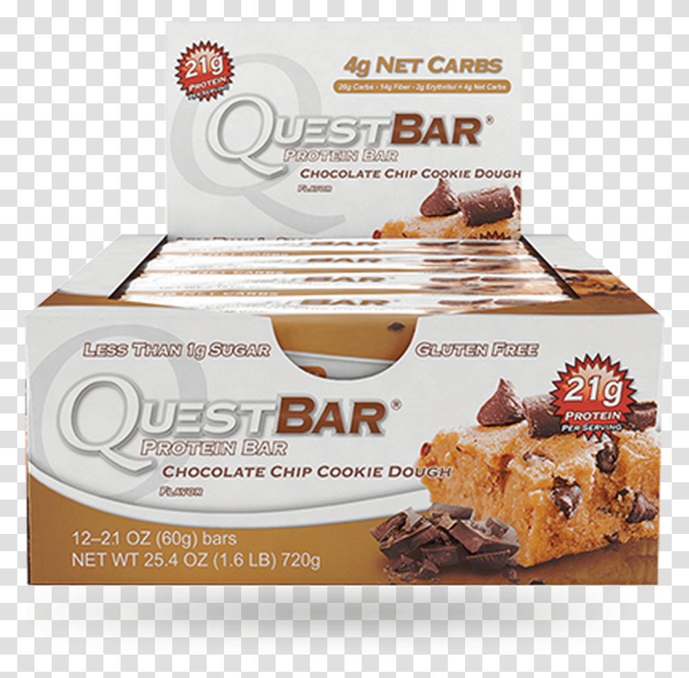 Quest Chocolate Chip Cookie Dough Bar Box Of Quest Bar Chocolate Chip Cookie Dough, Food, Dessert, Poster, Advertisement Transparent Png