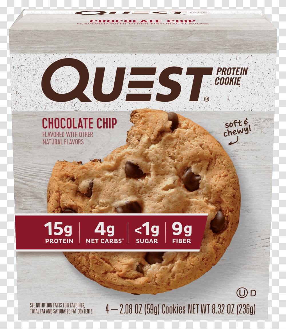 Quest Chocolate Chip Cookie, Food, Biscuit, Cracker, Bread Transparent Png