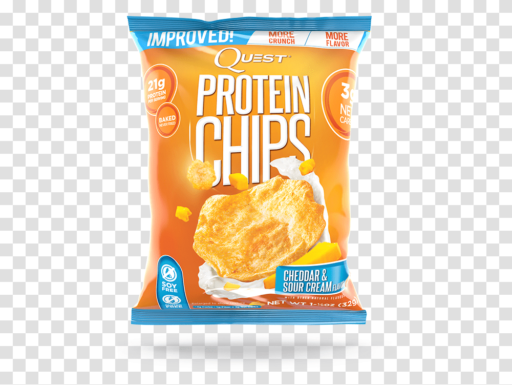 Quest Nutrition Cheddar Amp Sour Cream Protein Chips Protein Chips Salt And Vinegar, Bread, Food, Burger, Snack Transparent Png