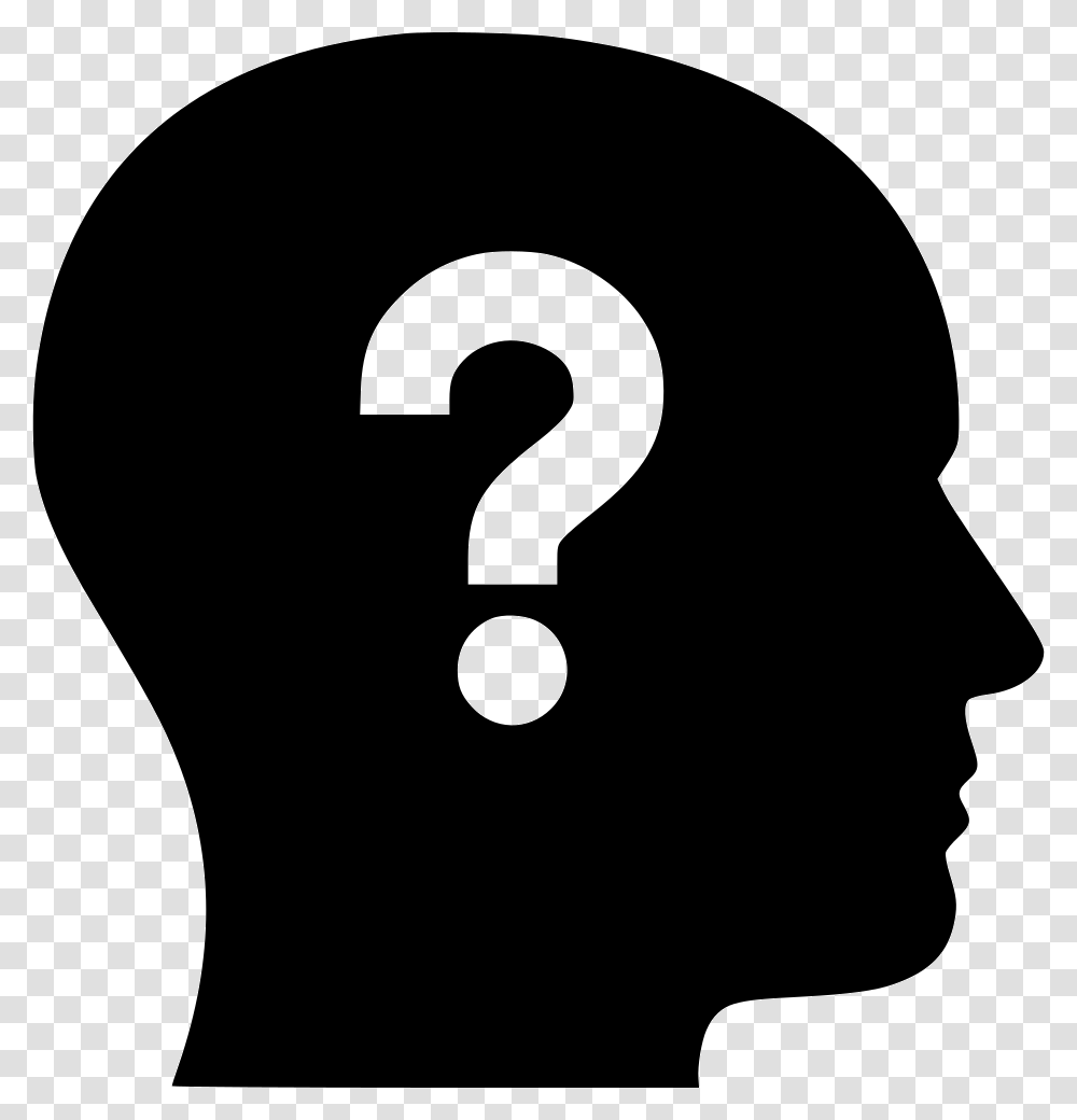 Question Head Head Question Icon Free, Silhouette, Stencil, Number Transparent Png