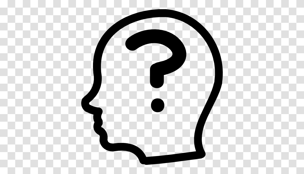 Question Mark Inside A Bald Male Side Head Outline, Stencil, Light Transparent Png