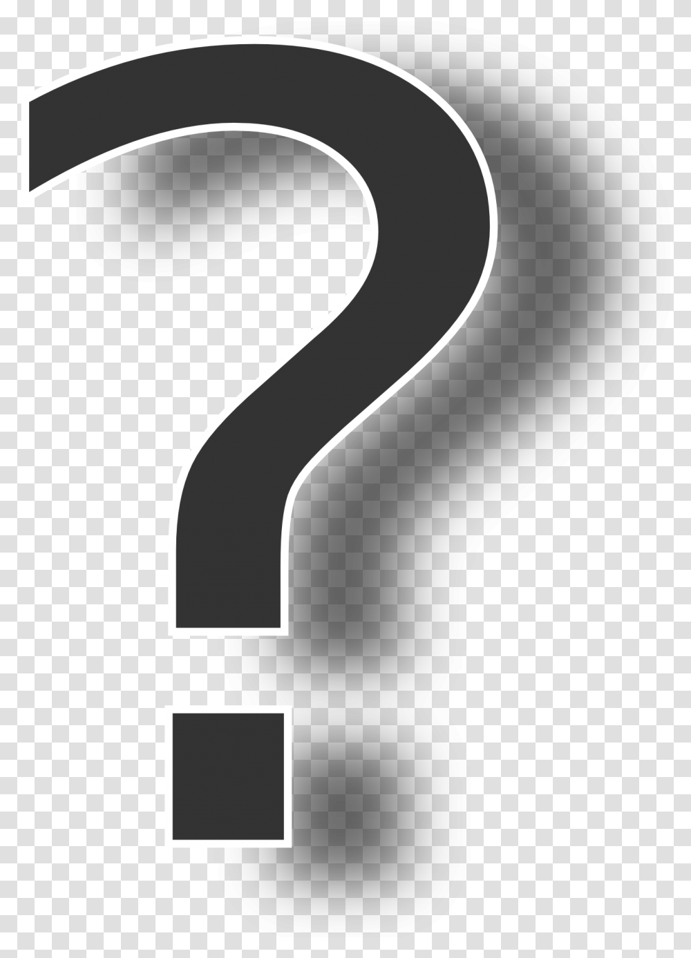 Question Mark On A White Background Black Shadow With Question, Cane, Stick, Number Transparent Png
