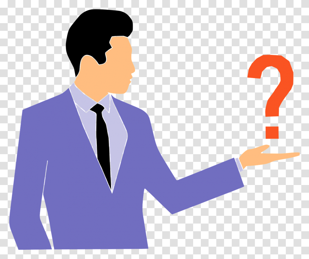 Questions Quiz Man Business Answer Thinking Suits Identification Round In Quiz, Person, Long Sleeve, Tie Transparent Png