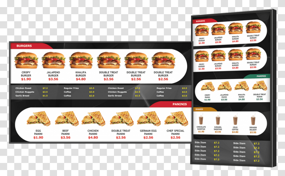 Quick Serve Digital Menu Board Cheeseburger, Food, Page Transparent Png