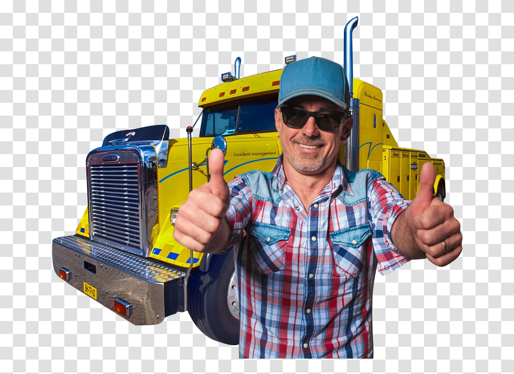 Quick Stress Free Competitive Quote Semi Truck Driver, Sunglasses, Person, Transportation, Vehicle Transparent Png