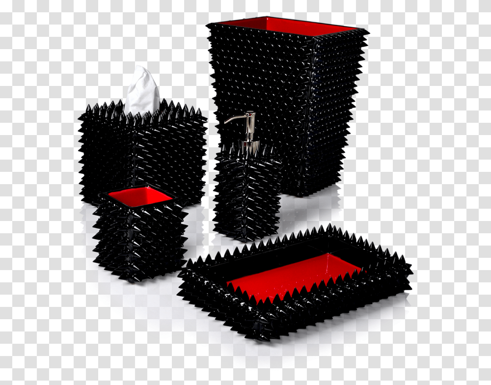 Quill Black Cones Embedded In Black Enamel With Red Brush, Spiral, Coil, Rotor, Machine Transparent Png