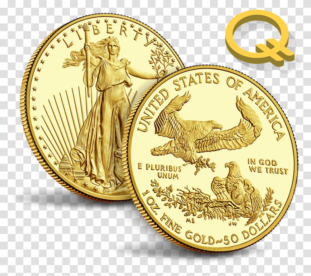 Quintric Gold Us Coin, Money, Treasure Transparent Png