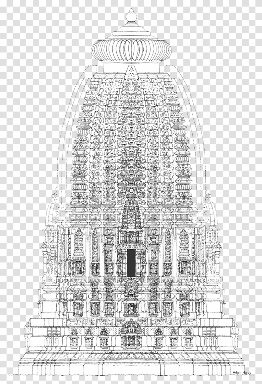 Quotreconstruction Drawing Of Temple 5 Ashapuri Indian Temple Architecture, Building, Cathedral, Church, Spire Transparent Png